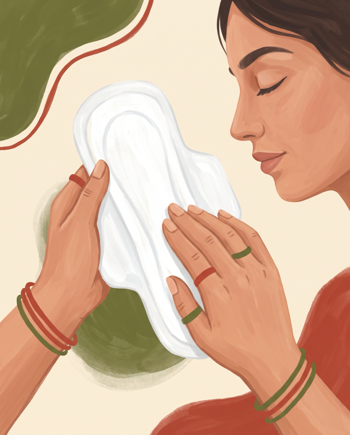 Touching the soft pad fabric - gouache illustration
