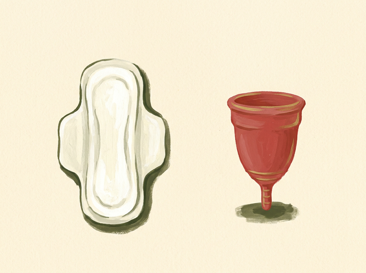 Pad and cup side by side - gouache